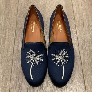 Jon Josef Loafer Blue Embroidered Palm Size 8.5 NWOT